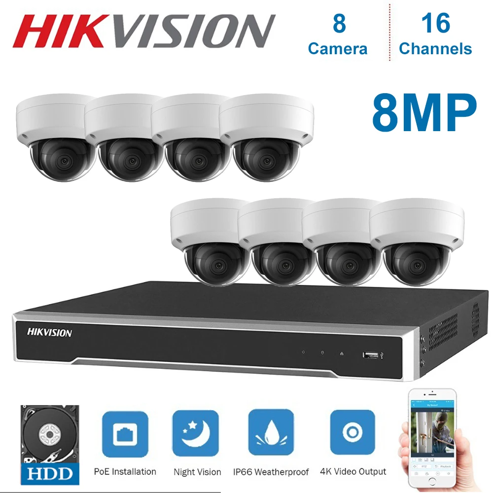 16CH Hikvision network POE NVR Surveillance with 8pcs 8MP IP Camera Network Security Night Vision CCTV Security System Kits
16CH Hikvision network POE NVR Surveillance with 8pcs 8MP IP Camera Network Security Night Vision CCTV Security System Kits