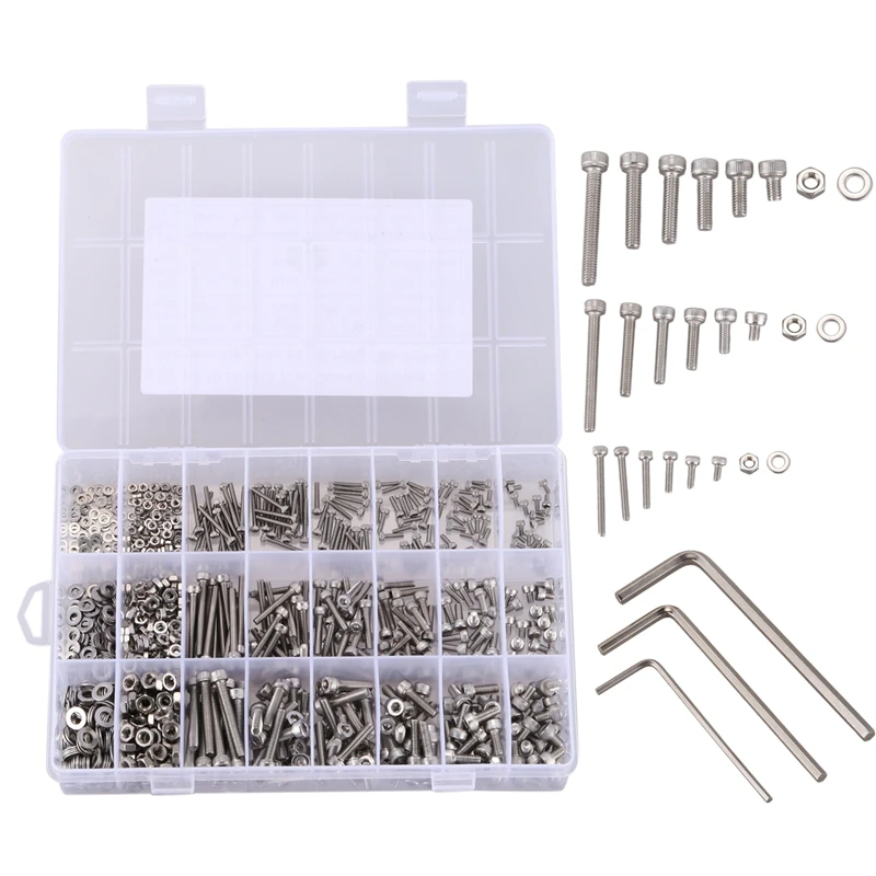 1080pcs Stainless Steel Screw And Nut Hex Wrenches Flat Washer Assortment Set Kit With Storage Box
1080pcs Stainless Steel Screw And Nut Hex Wrenches Flat Washer Assortment Set Kit With Storage Box