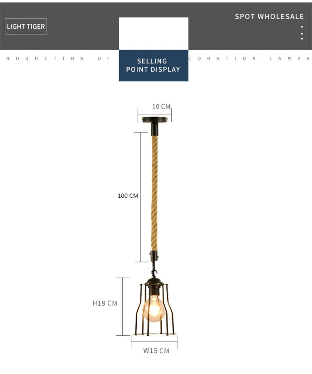 Industrial Vintage Hemp Rope Pendant Lamp Loft Decor Edison LED Hanging Light Iron Retro Dining Room Home Lighting Fixtures (21)