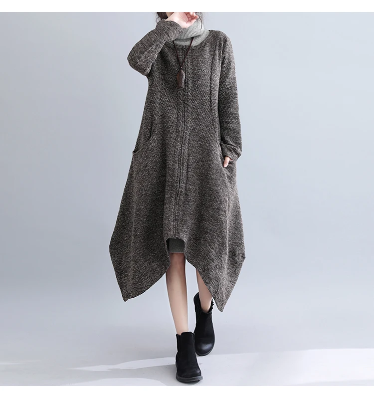 Autumn Winter Women Dress Plus Size Elegant Outwear Coat Long Maxi Dresses For Women Irregular Warm Coat Dress Vestidos 2019 3