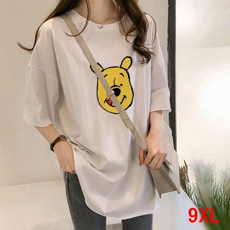 Large size women's T-shirt plus 6XL 7XL 8XL 9XL summer round neck short-sleeved casual loose large white top | Женская одежда