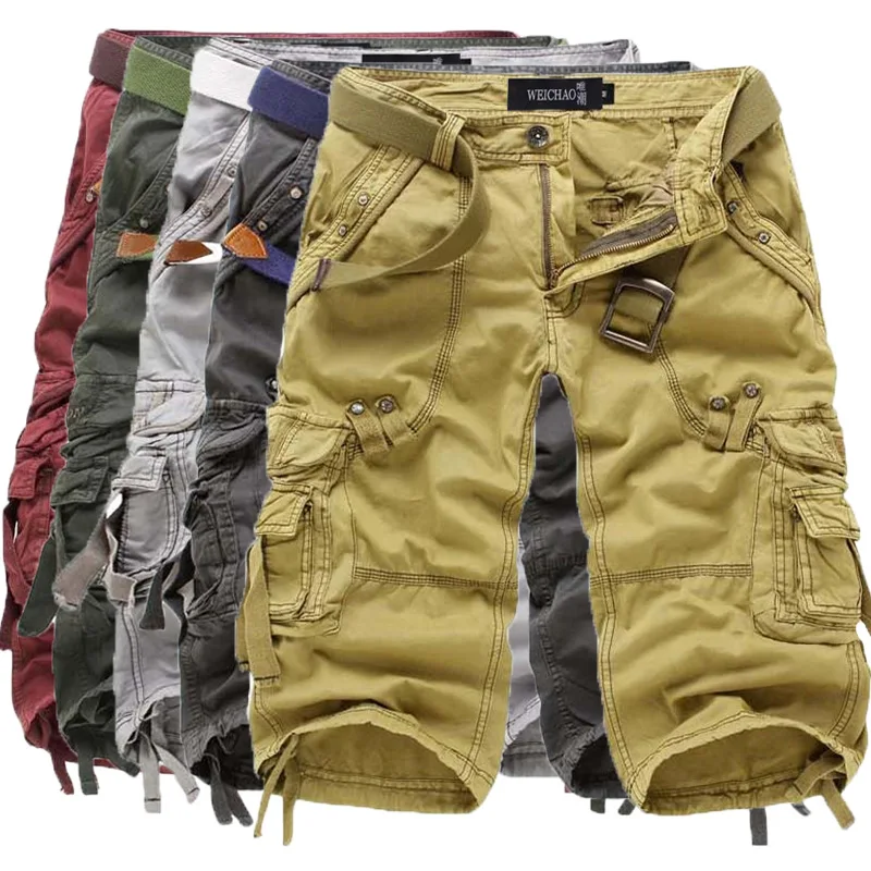 

Summer Loose-Fit Casual Workwear Shorts Plus-sized Menswear Multi-pockets Capri Pants Men 's Cargo