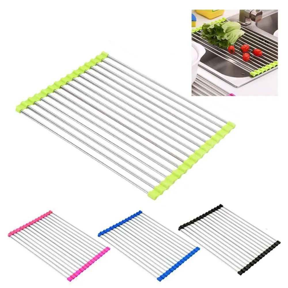 Kitchen Roll Up Dish Drying Rack Foldable Stainless Steel Over Sink Fruit Vegetable Drainer Bowl Storage Holder Rack Organizer
Kitchen Roll Up Dish Drying Rack Foldable Stainless Steel Over Sink Fruit Vegetable Drainer Bowl Storage Holder Rack Organizer