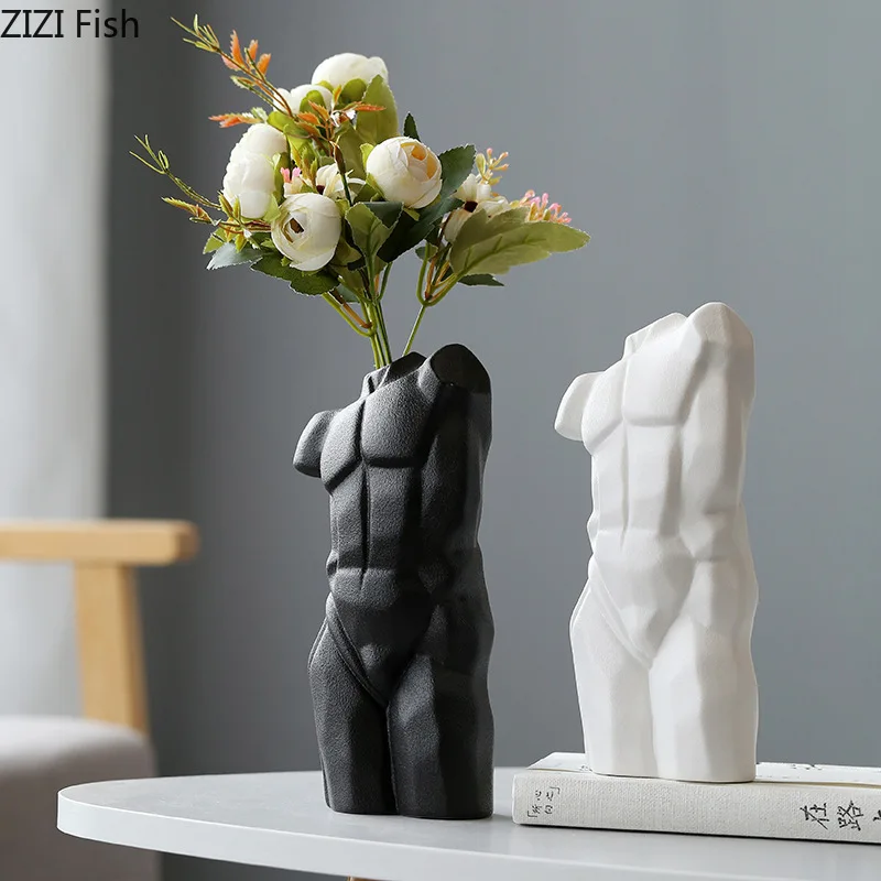 Abstract Human Vase Ceramic Crafts Male Nude Naked Man David Geometry