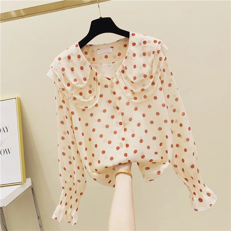 Plus Size Polka Dot Chiffon Blouse Shirt Women 2020 Autumn Three Layers Dollar Long Trumpet Sleeve Loose Lady Tops Shirts Blusas
Plus Size Polka Dot Chiffon Blouse Shirt Women 2020 Autumn Three Layers Dollar Long Trumpet Sleeve Loose Lady Tops Shirts Blusas