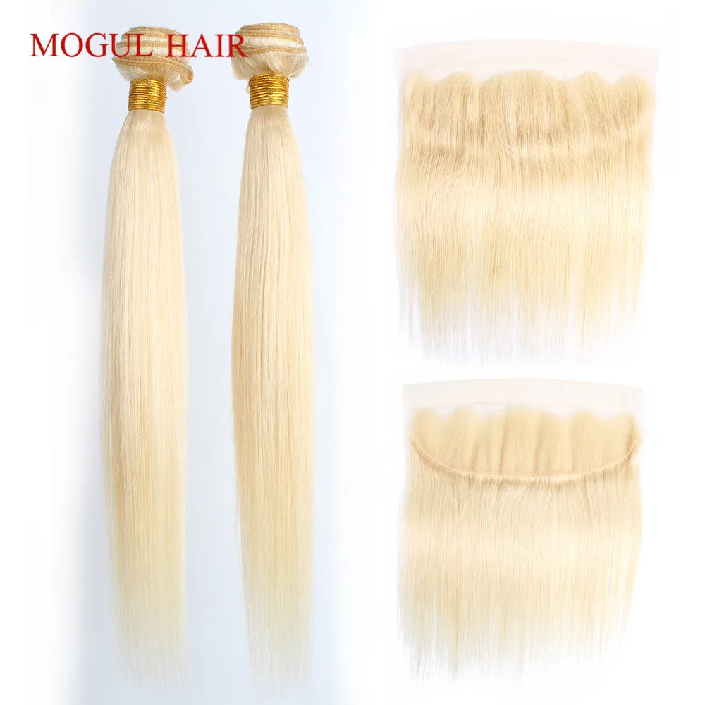 MOGUL HAIR Platinum Blonde 613 Bundles with Frontal 2/3 Bundles with 4*13 Lace Closure Indian Straight Non Remy Human Hair Weave
MOGUL HAIR Platinum Blonde 613 Bundles with Frontal 2/3 Bundles with 4*13 Lace Closure Indian Straight Non Remy Human Hair Weave