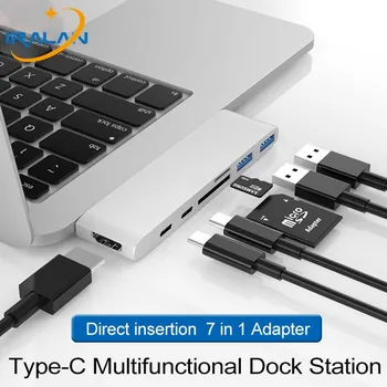 7 in 1 USB 3.0 Hub Type-C Hub To HDMI Adapter 4K Thunderbolt 3 USB C Hub With Hub 3.0 TF SD Reader Slot PD For MacBook Pro Air
7 in 1 USB 3.0 Hub Type-C Hub To HDMI Adapter 4K Thunderbolt 3 USB C Hub With Hub 3.0 TF SD Reader Slot PD For MacBook Pro Air