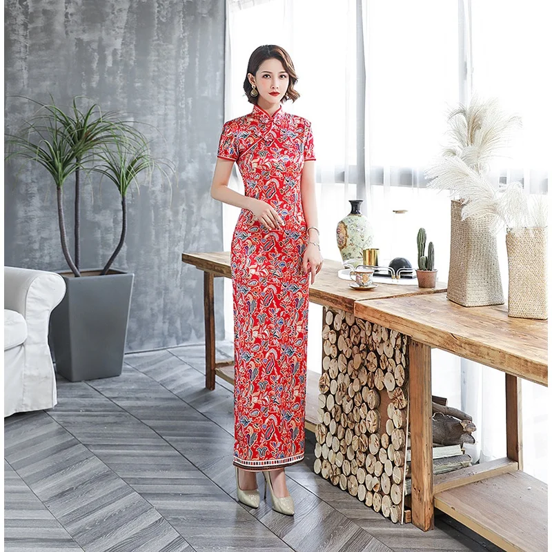 Women Floral Print Cheongsam Improved Summer Vintage Girl's Qipao Chinese Style Dress Slim Red Long Dresses
Women Floral Print Cheongsam Improved Summer Vintage Girl's Qipao Chinese Style Dress Slim Red Long Dresses