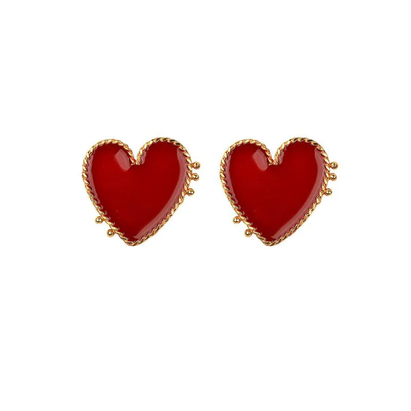 Boucles d'Oreilles en Forme de Cœur Rouge en Métal localité pour Femme, Bijoux de ixà la Mode, Nouveau Design 2