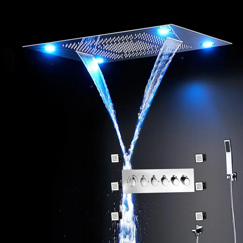 LED Shower Set Spa Functions Luxurious Bath System Large Waterfall Dual Rain Misty Concealed Ceiling Showerhead Massage Thermost
LED Shower Set Spa Functions Luxurious Bath System Large Waterfall Dual Rain Misty Concealed Ceiling Showerhead Massage Thermost