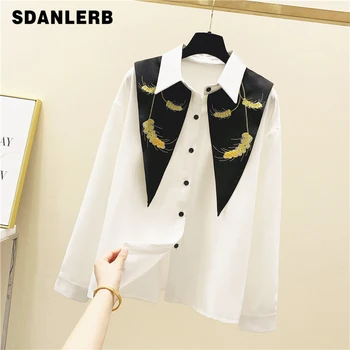 2020 Spring and Autumn New Korean-Style Color Panel Shirt Women's Personality Shirt Chest Embroidery Blouse Women Blusa Feminina
2020 Spring and Autumn New Korean-Style Color Panel Shirt Women's Personality Shirt Chest Embroidery Blouse Women Blusa Feminina