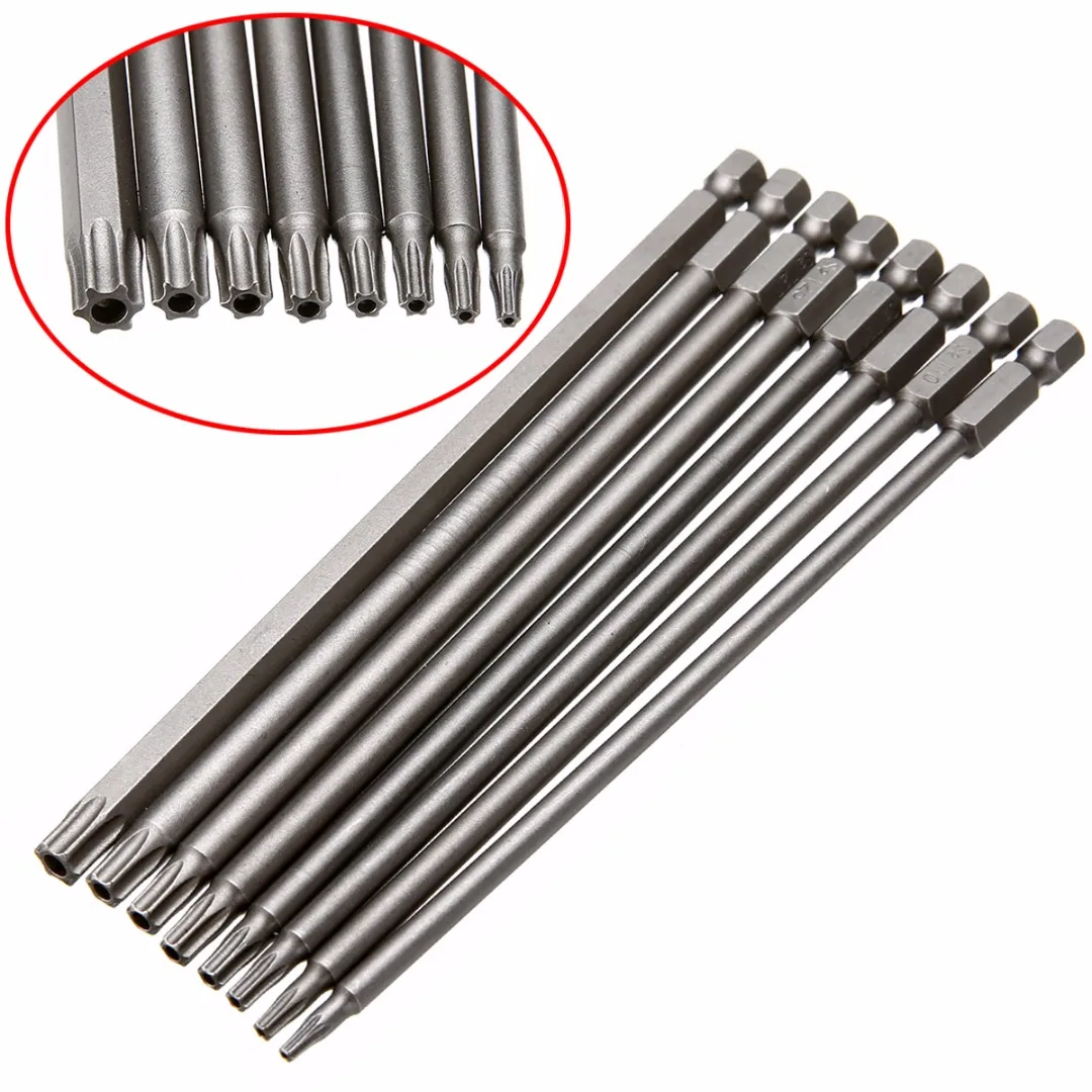 8pcs Torx Screwdriver Bit 150mm Length Long Steel Magnetic Security Electric Screw Driver Set T8-T40
8pcs Torx Screwdriver Bit 150mm Length Long Steel Magnetic Security Electric Screw Driver Set T8-T40