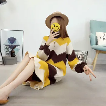 Winter Geometric Dress Women 2019 Knitting Oversize Autumn Thick Midi Dress Warm Long Sleeve Fashion Sweater Dress
Winter Geometric Dress Women 2019 Knitting Oversize Autumn Thick Midi Dress Warm Long Sleeve Fashion Sweater Dress