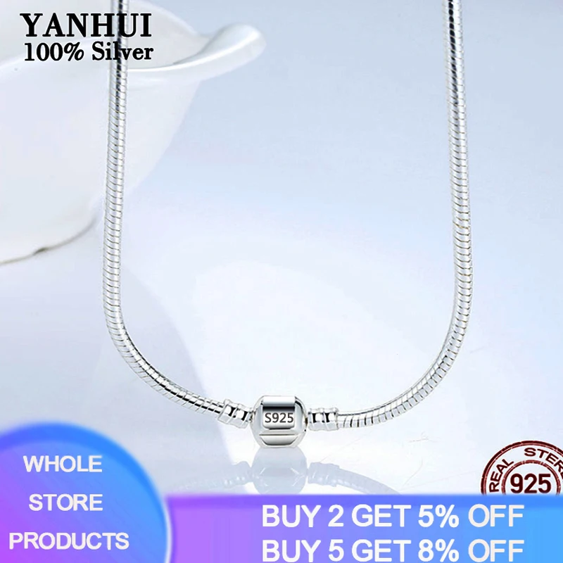 Have Certificate Women Original 925 Silver 3mm Soft/Smooth Snake Bone Chain Necklace Fit Hand Made Beads/Charms Basis Necklace
Have Certificate Women Original 925 Silver 3mm Soft/Smooth Snake Bone Chain Necklace Fit Hand Made Beads/Charms Basis Necklace