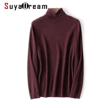 

SuyaDream Mens Sweaters 95.8%Cashmere 4.2%Wool Turtleneck Pullovers 2021 Fall Winter Plain Basic Top for Man