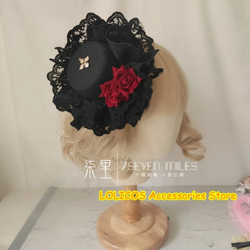 Vintage Rose flower Cross Lolita Height Top Hat Dark Gothic Lace Hairpin Side Clip Headdress Accessories Hand Made Halloween
Vintage Rose flower Cross Lolita Height Top Hat Dark Gothic Lace Hairpin Side Clip Headdress Accessories Hand Made Halloween