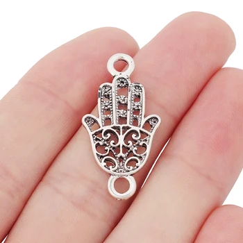 20 x Tibetan Silver Fatima Hamsa Hand Connector Charms Pendants for Bracelet Necklace Jewelry Making Findings 32x17mm
20 x Tibetan Silver Fatima Hamsa Hand Connector Charms Pendants for Bracelet Necklace Jewelry Making Findings 32x17mm