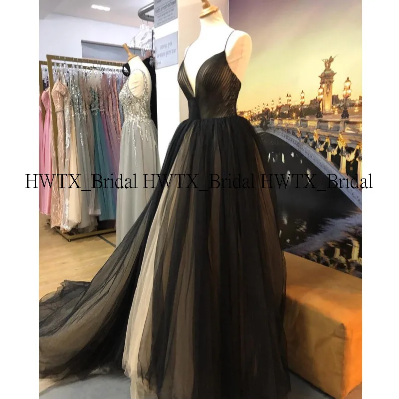 HWTX_Bridal Black Tulle Prom Dresses with Spaghetti Straps Elegant A-Line Long Women Formal Party Evening Gown 2020 Customized
HWTX_Bridal Black Tulle Prom Dresses with Spaghetti Straps Elegant A-Line Long Women Formal Party Evening Gown 2020 Customized