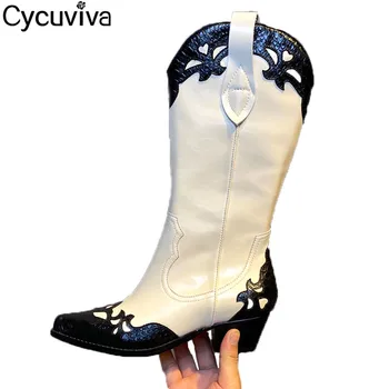 Retro Black Leather Women's Knee High Boots Chunky Kitten Heel Long Boots Winter Shoes Woman Point Toe Knight Boots Botas Mujer 
Retro Black Leather Women's Knee High Boots Chunky Kitten Heel Long Boots Winter Shoes Woman Point Toe Knight Boots Botas Mujer