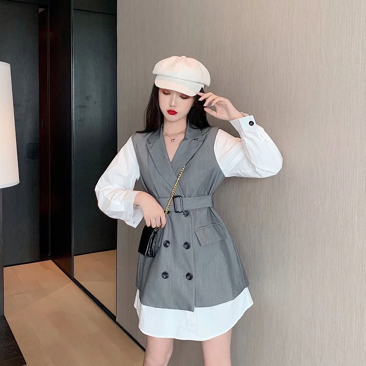 2019 New Style Suit Waistcoat Mid-length Joint Shirt Fake Two-Piece Slit Loose-Fit Coat
2019 New Style Suit Waistcoat Mid-length Joint Shirt Fake Two-Piece Slit Loose-Fit Coat