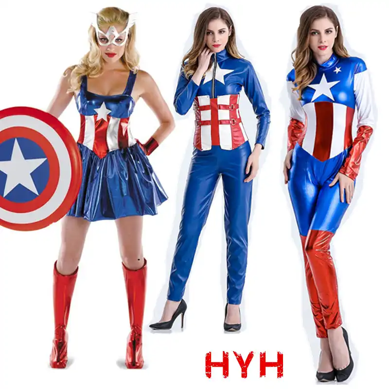 Костюмы Капитана Америки, сексуальные костюмы на Хэллоуин для женщин, женск...
