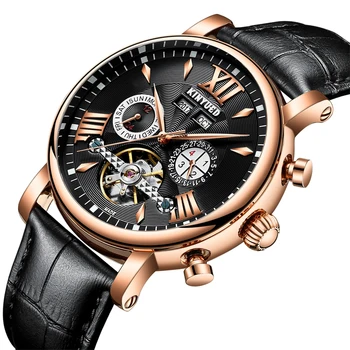 Skeleton Men's Watch Mechanical Wristwatches Automatic Leather Waterproof Tourbillon Watch Perpetual Calendar Month Week Display
Skeleton Men's Watch Mechanical Wristwatches Automatic Leather Waterproof Tourbillon Watch Perpetual Calendar Month Week Display