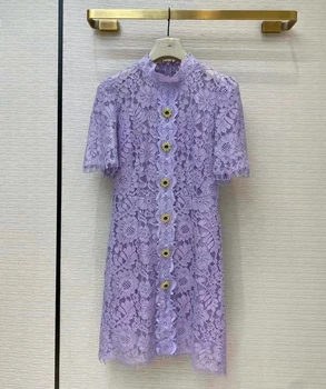 High-end Hollow Out Lace Women Dress Summer Fashion Casual Elegant Slim Short Dress Luxury Brand Lady Short Sleeves Mini Dresses 
High-end Hollow Out Lace Women Dress Summer Fashion Casual Elegant Slim Short Dress Luxury Brand Lady Short Sleeves Mini Dresses