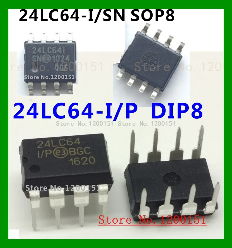 10 шт./лот 24LC64 24LC64-I/SN SOP8 24LC64-I/P DIP-8 | Электронные компоненты и принадлежности