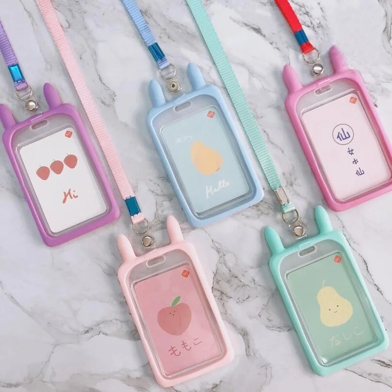 High Quality ID Credit Card Holder Cute Cartoon Silicone Bus Case Neck Strap with Lanyard Badge Kids Christmas Gifts | Багаж и сумки
