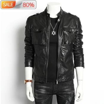 AYUSNUE Genuine Leather Men Short Sheepakin Coat Spring Autumn Vintage Biker Motorcycle Jacket Slim Fit 13011 B24032
AYUSNUE Genuine Leather Men Short Sheepakin Coat Spring Autumn Vintage Biker Motorcycle Jacket Slim Fit 13011 B24032