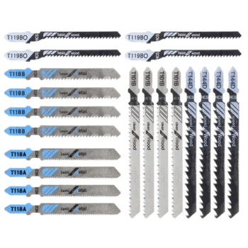 20pcs Fitting Jigsaw Blades Set T Shank Professional Reinforced Woodworking Durable Replacement Parts Metal Cutting For Bosch
20pcs Fitting Jigsaw Blades Set T Shank Professional Reinforced Woodworking Durable Replacement Parts Metal Cutting For Bosch