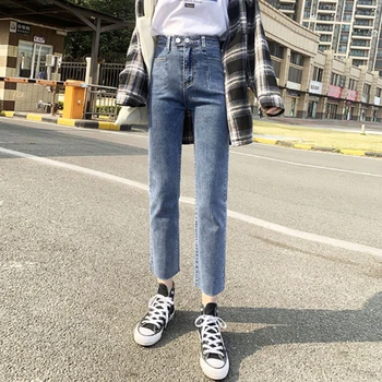 2020 NEW High Waist Straight Jeans Female Summer Korean Streetwear Retro Trimmed Nine Points Jeans Washed Mother Pants
2020 NEW High Waist Straight Jeans Female Summer Korean Streetwear Retro Trimmed Nine Points Jeans Washed Mother Pants