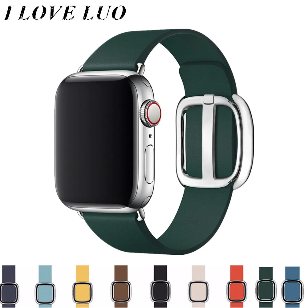 Modern buckle strap For Apple Watch band 5 4 3 iwatch band 44mm/40mm 42mm/38mm correa Leather bracelet watch Accessories
Modern buckle strap For Apple Watch band 5 4 3 iwatch band 44mm/40mm 42mm/38mm correa Leather bracelet watch Accessories