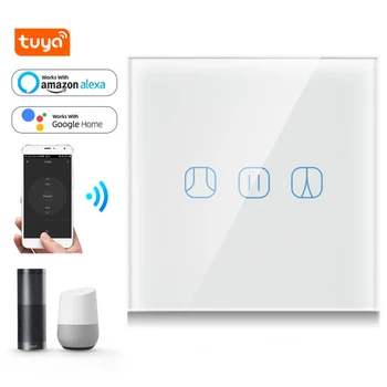 Tuya Smart WiFi Curtain Switch EU/US Smart Light Switch 1 2 3 Gang 220V for Electric Motorized Blinds Google Home Alexa 
Tuya Smart WiFi Curtain Switch EU/US Smart Light Switch 1 2 3 Gang 220V for Electric Motorized Blinds Google Home Alexa