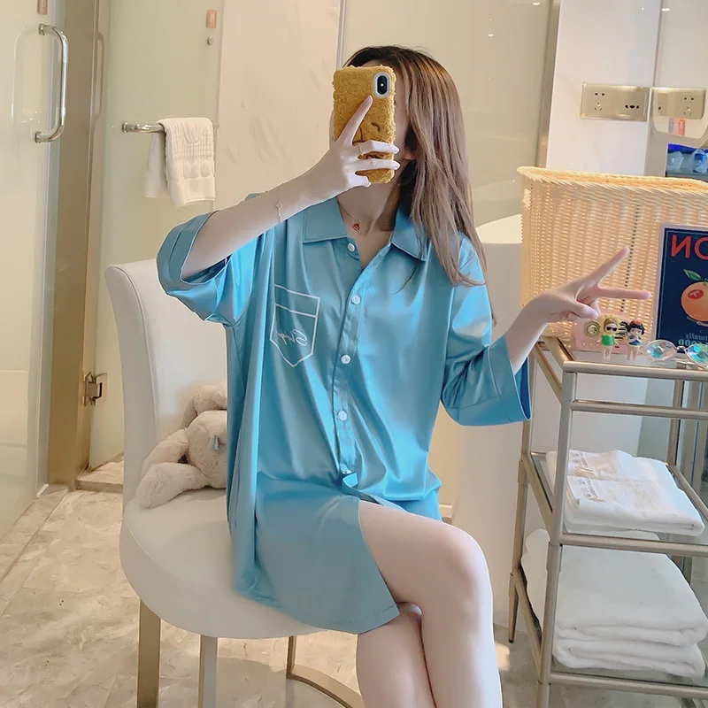 2020 Pajamas New Style Imitated Silk Fabric Korean-style Elegant Sexy Tracksuit Nightgown
2020 Pajamas New Style Imitated Silk Fabric Korean-style Elegant Sexy Tracksuit Nightgown