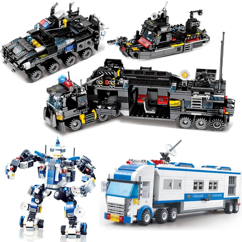 Military Swat Command Vehicle Building Block LegoING City Police Figures Weapon Truck deformation robot Toy For Children gift 
Military Swat Command Vehicle Building Block LegoING City Police Figures Weapon Truck deformation robot Toy For Children gift