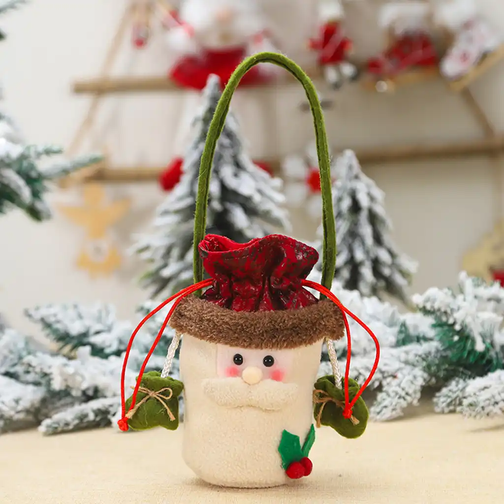 santa snowman deer drawstring candy toy pouches xmas decoration