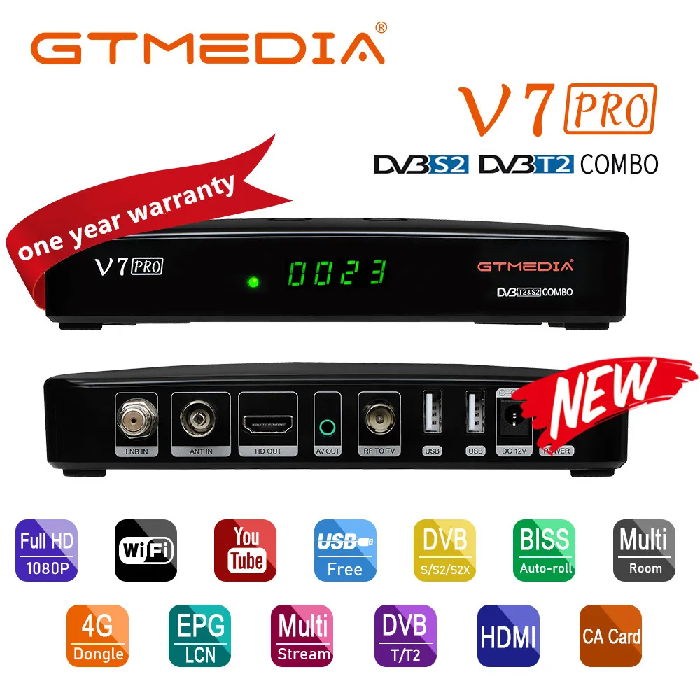 GTMEDIA V7 Pro Satellite TV Receiver DVB-S/S2/S2X+T/T2 Decoder CA Card and multi-room Memory 1G bit PK V7 plus Set TV Box
GTMEDIA V7 Pro Satellite TV Receiver DVB-S/S2/S2X+T/T2 Decoder CA Card and multi-room Memory 1G bit PK V7 plus Set TV Box