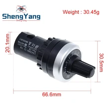 ShengYang LA42DWQ-22 1K 2K 5K 10K 22mm diamètre Pots potentiomètre rotatif convertisseur régulateur inverseur résistance commutateur(China)