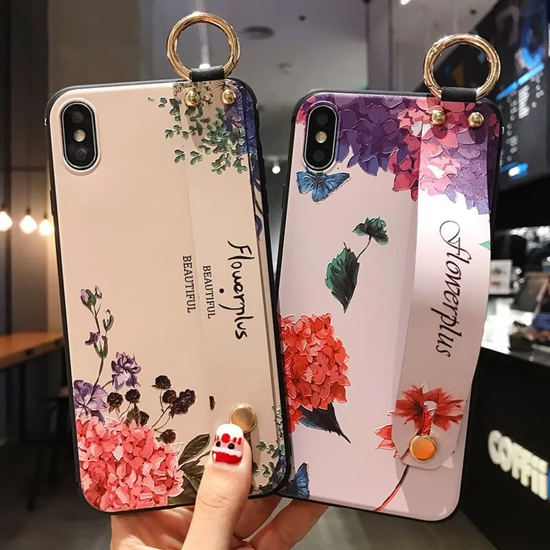 Beautiful Flower Butterfly Phone Case for iPhone 11 Pro Max X XS XR With Wrist Strape Finger Ring for iPhone 8 7 6 6s Plus Women
Beautiful Flower Butterfly Phone Case for iPhone 11 Pro Max X XS XR With Wrist Strape Finger Ring for iPhone 8 7 6 6s Plus Women