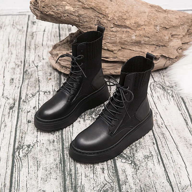 Fashion Martin motorcycle booties women wedges platform sock boots british short lace-up botines femme winter thick bottom shoes
Fashion Martin motorcycle booties women wedges platform sock boots british short lace-up botines femme winter thick bottom shoes