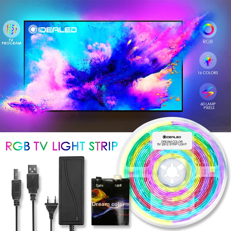 TV LED Light Strip USB RGB 5V WS2812B Ambient Light Kit for Sync Screen Colors HDTV Desktop PC Screen Background lighting
TV LED Light Strip USB RGB 5V WS2812B Ambient Light Kit for Sync Screen Colors HDTV Desktop PC Screen Background lighting