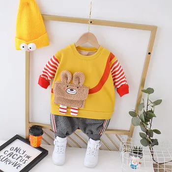 Autumn Winter Children Clothes Baby Boy Girl Cartoon Pocket Plus Velvet Keep Warm T Shirt Pants 2Pcs/sets Kids Casaul Tracksuits 
Autumn Winter Children Clothes Baby Boy Girl Cartoon Pocket Plus Velvet Keep Warm T Shirt Pants 2Pcs/sets Kids Casaul Tracksuits