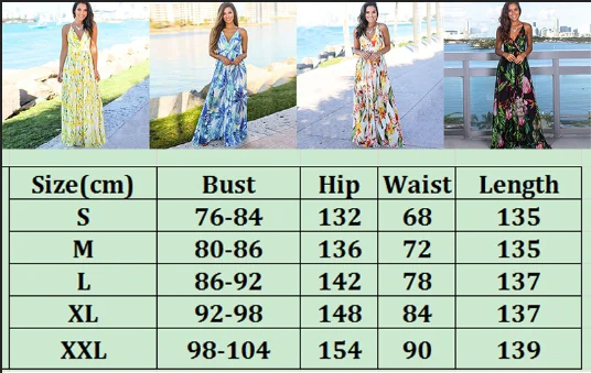 Vestido de verano largo de flores, bohemio, cuello en V, fiesta sin mangas playa impresión Floral Vestido de verano largo de flores, bohemio, cuello en V, fiesta sin mangas playa impresión Floral