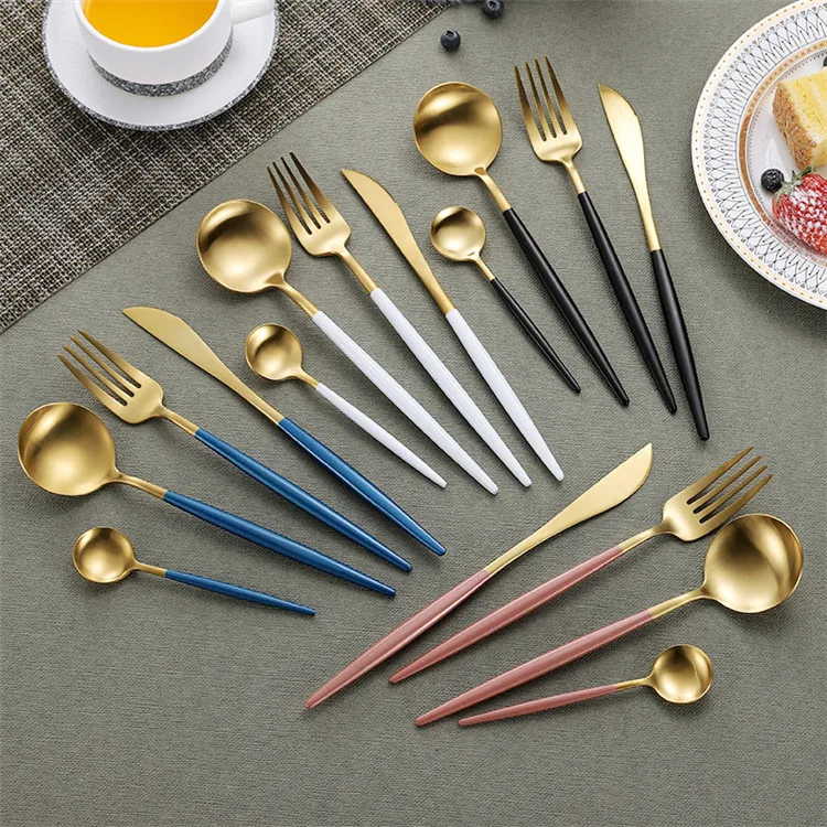 multicolor 304 Stainless Steel Western Silverware Cutlery Set Noble Fork Knife Dessert Dinnerware Kitchen Food Tableware 
multicolor 304 Stainless Steel Western Silverware Cutlery Set Noble Fork Knife Dessert Dinnerware Kitchen Food Tableware