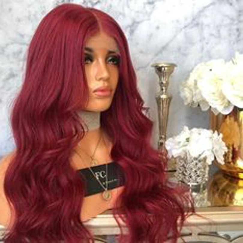 Wine Red 99j 13*4 Lace Front Wig 150% Density Soft Glueless Long Wavy Synthetic Wigs For Women Heat Resistant 24 inches
Wine Red 99j 13*4 Lace Front Wig 150% Density Soft Glueless Long Wavy Synthetic Wigs For Women Heat Resistant 24 inches