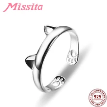 MISSITA 925 スターリングシルバー素敵な猫耳柄スタッカブルジルコンリングブランドと女(China)