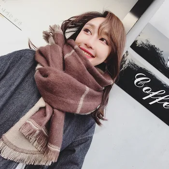 Autumn and winter new imitation cashmere warm ladies scarf thick big shawl long double-sided plaid wild tassel bib A230 
Autumn and winter new imitation cashmere warm ladies scarf thick big shawl long double-sided plaid wild tassel bib A230