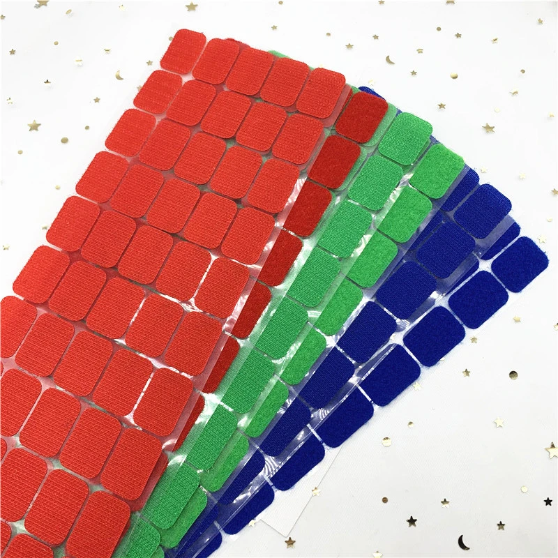 Colorfull Square Round Sticker 10mm Dots  20*28mm Self Adhesive Fastener Tape Hook and Loop Strong Glue Klitterband
