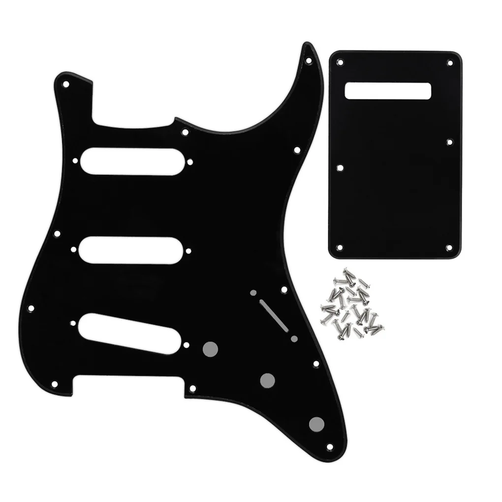 Description Picture 6 of itemFLEOR Set of 11 Hole ST Guitar Pickguard SSS Scratch Plate Back Plate & Screws for Electric Guitar Parts
